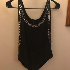 Black velvet studded onesie